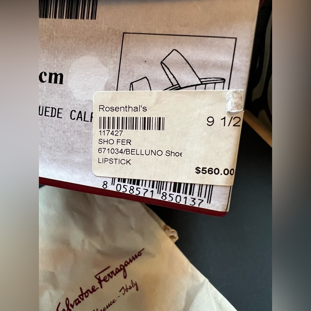 Salvatore Ferragamo Belluno Suede Sandals Women’s Size 9.5 Red W Box - Picture 9 of 11